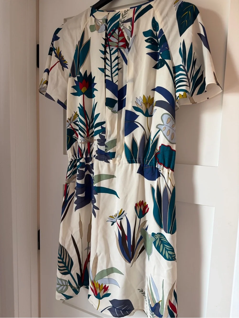 Tory Burch Dress Size 8 Utopia Ivory Floral Silk Georgette Anatolie $395 Retail